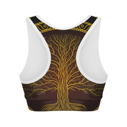 Druidic Yggdrasil Tree Print Women's Sports Bra