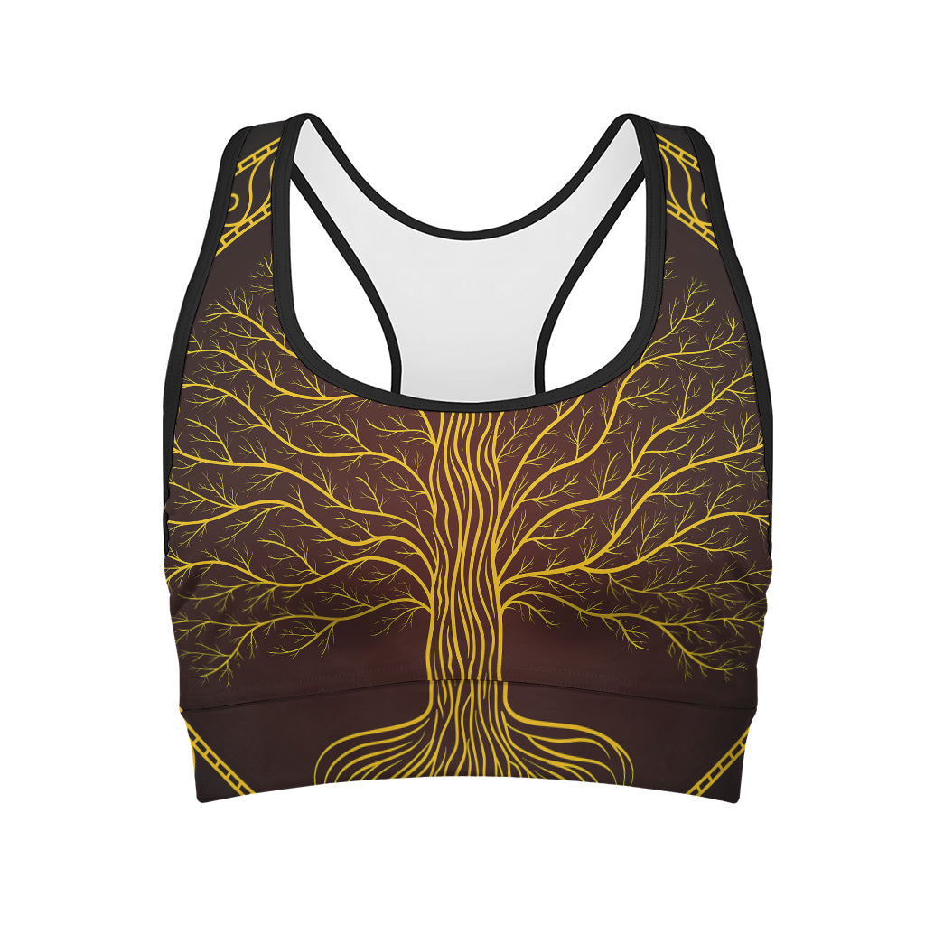 Druidic Yggdrasil Tree Print Women's Sports Bra