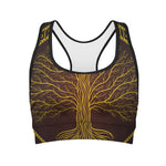 Druidic Yggdrasil Tree Print Women's Sports Bra