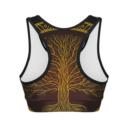 Druidic Yggdrasil Tree Print Women's Sports Bra