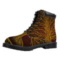 Druidic Yggdrasil Tree Print Padded Collar Lace Up Boots