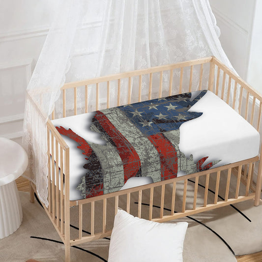 Eagle American Flag Print Baby Crib Sheet