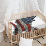 Eagle American Flag Print Baby Crib Sheet