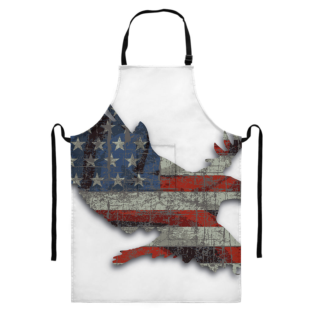 Eagle American Flag Print Bib Apron With Pocket