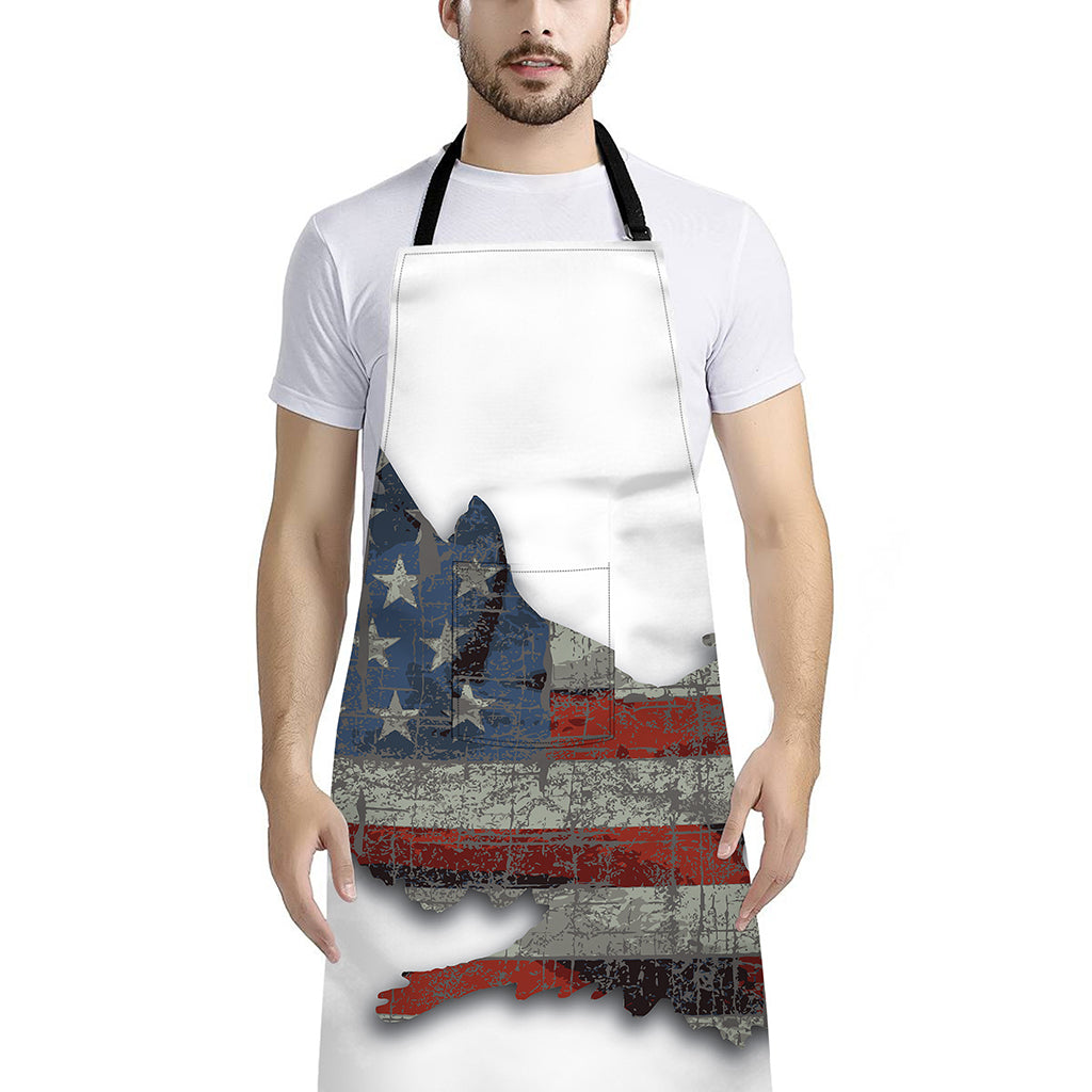 Eagle American Flag Print Bib Apron With Pocket