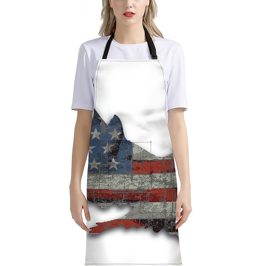 Eagle American Flag Print Bib Apron With Pocket