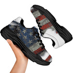 Eagle American Flag Print Black Chunky Shoes
