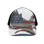 Eagle American Flag Print Black Mesh Trucker Cap