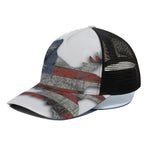 Eagle American Flag Print Black Mesh Trucker Cap