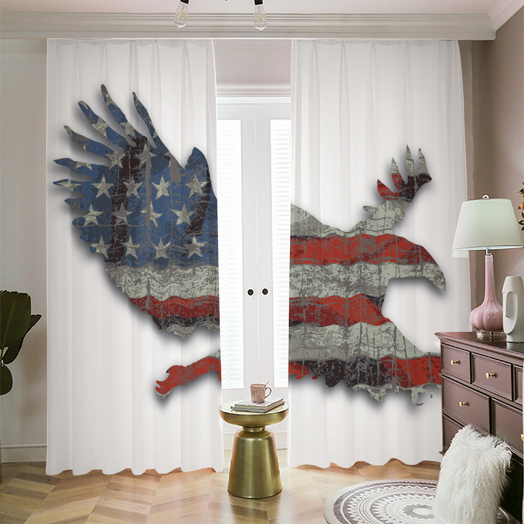 Eagle American Flag Print Blackout Pencil Pleat Curtains