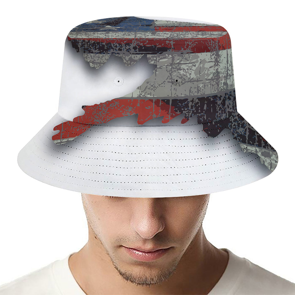 Eagle American Flag Print Bucket Hat