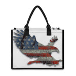 Eagle American Flag Print Canvas Tote Bag