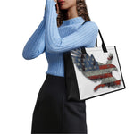 Eagle American Flag Print Canvas Tote Bag