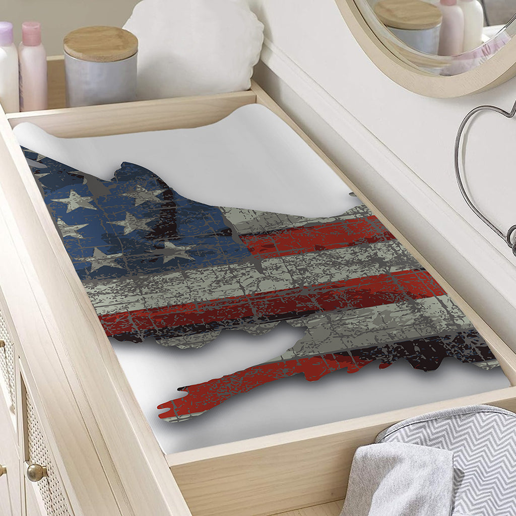 Eagle American Flag Print Changing Pad Cover