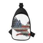 Eagle American Flag Print Chest Bag