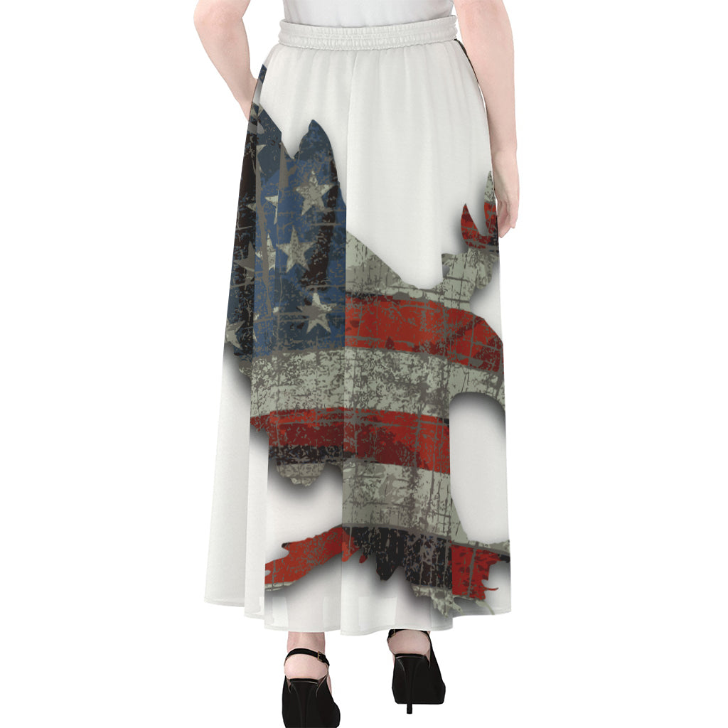 Eagle American Flag Print Chiffon Maxi Skirt