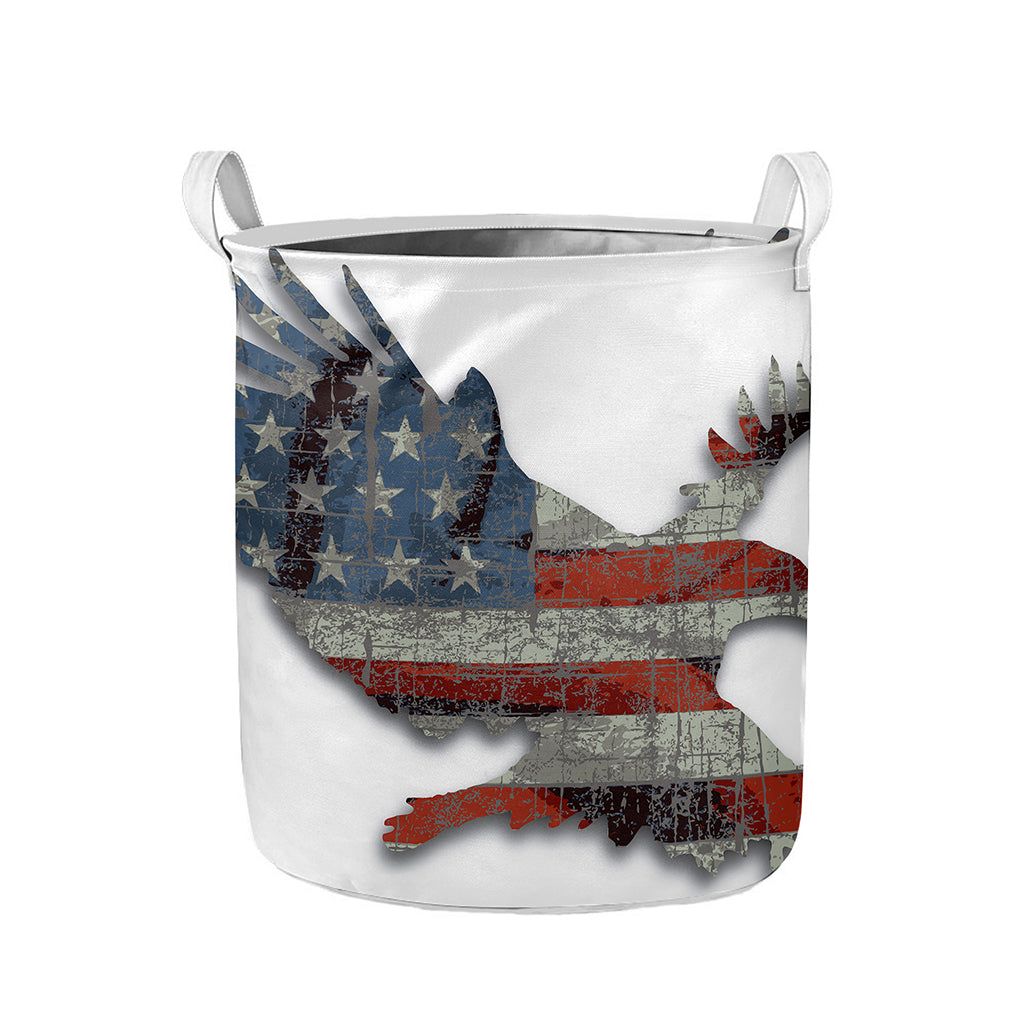 Eagle American Flag Print Collapsible Laundry Basket