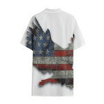 Eagle American Flag Print Cotton Hawaiian Shirt