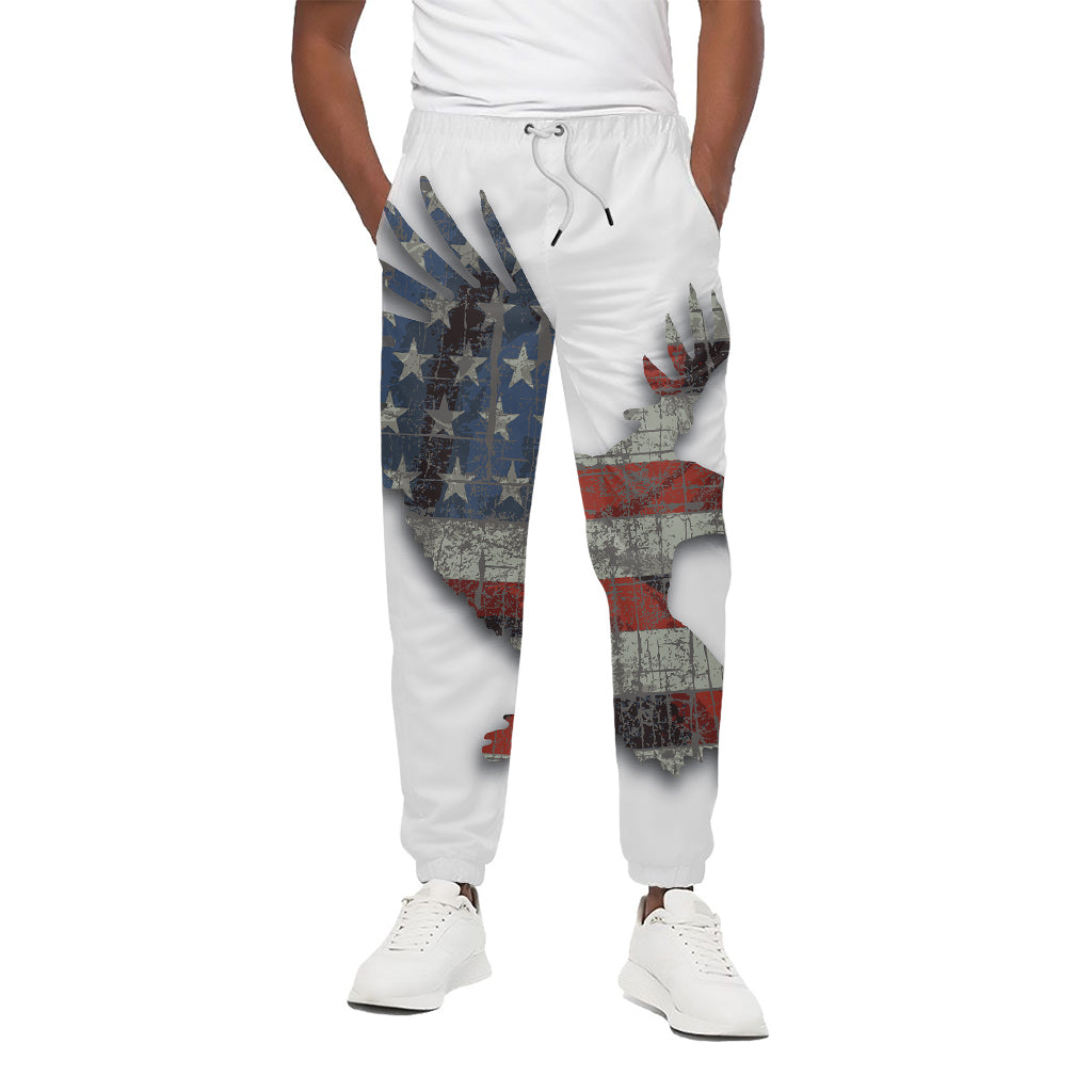 Eagle American Flag Print Cotton Pants