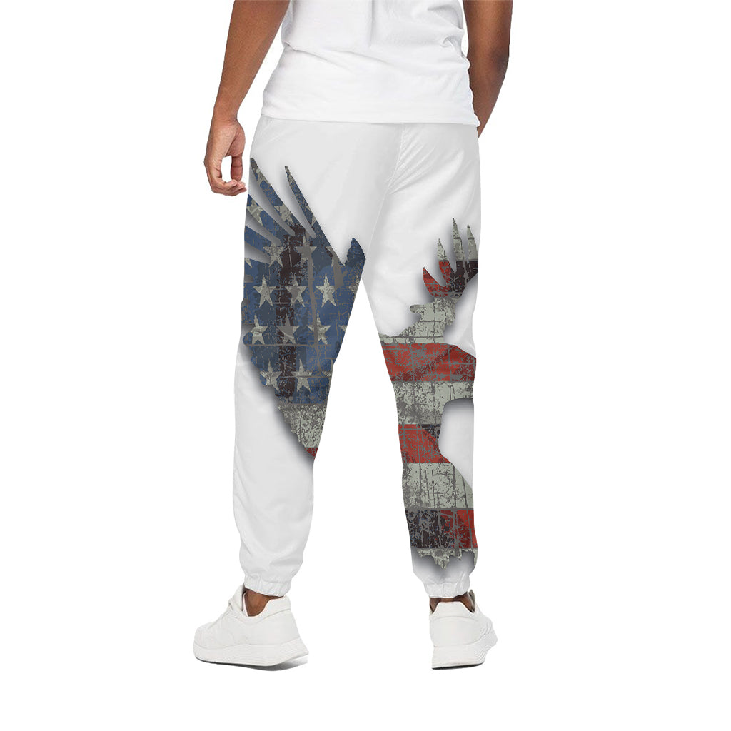 Eagle American Flag Print Cotton Pants