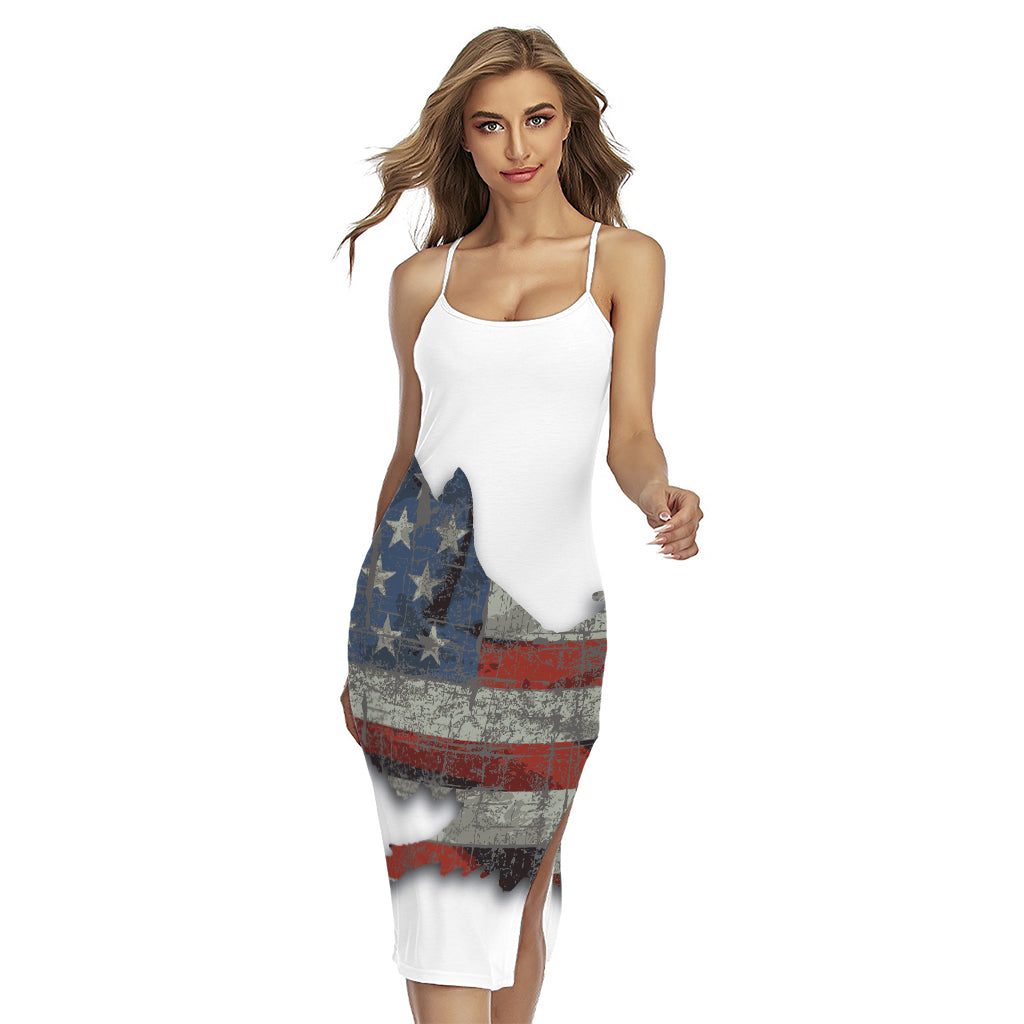 Eagle American Flag Print Cross Back Cami Dress