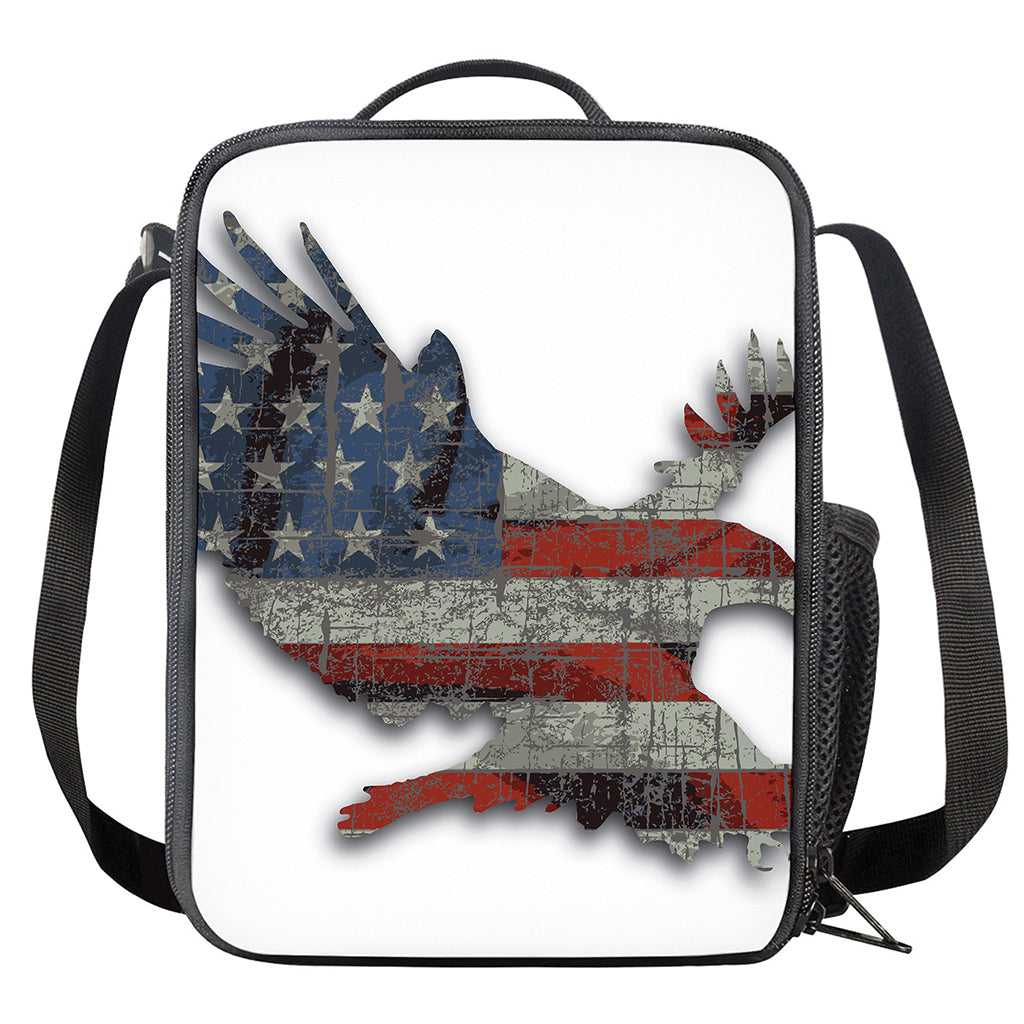 Eagle American Flag Print Crossbody Lunch Bag