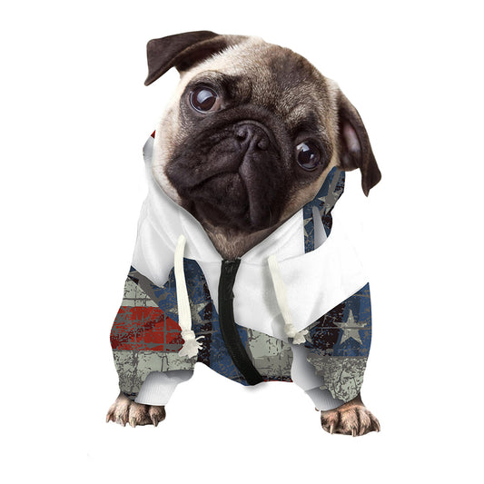 Eagle American Flag Print Dog Zip Up Hoodie