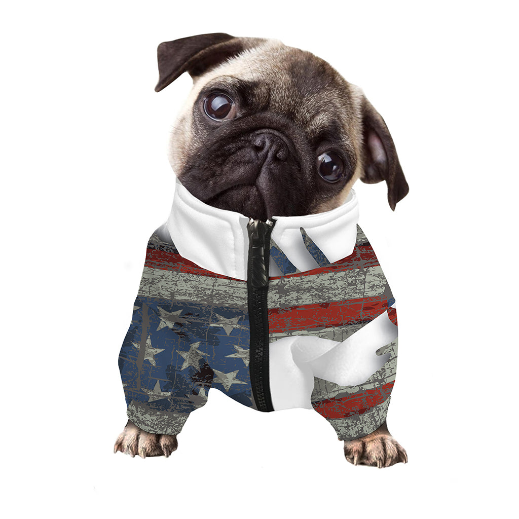 Eagle American Flag Print Dog Zip Up Jacket