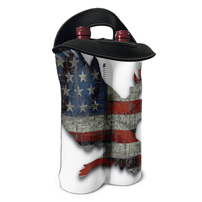 Eagle American Flag Print Double Neoprene Wine Tote