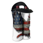Eagle American Flag Print Double Neoprene Wine Tote