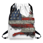 Eagle American Flag Print Drawstring Backpack