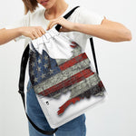 Eagle American Flag Print Drawstring Backpack