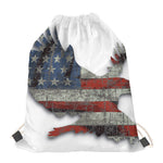 Eagle American Flag Print Drawstring Bag