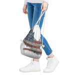 Eagle American Flag Print Drawstring Bag