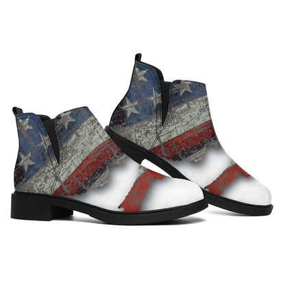 Eagle American Flag Print Flat Ankle Boots