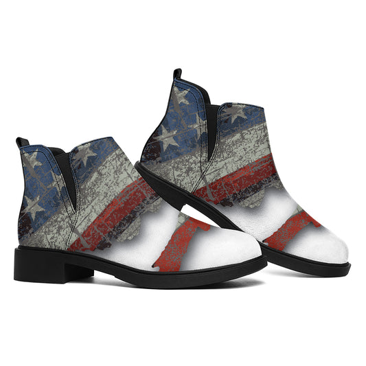 Eagle American Flag Print Flat Ankle Boots