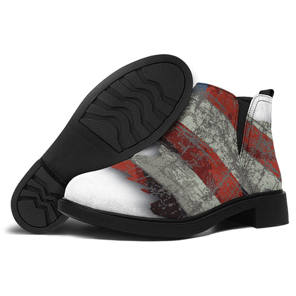 Eagle American Flag Print Flat Ankle Boots