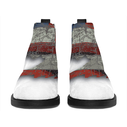 Eagle American Flag Print Flat Ankle Boots