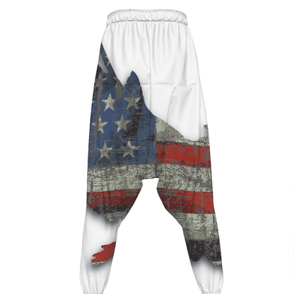 Eagle American Flag Print Hammer Pants