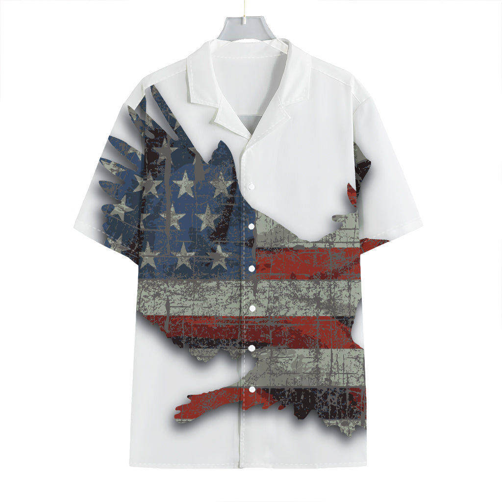 Eagle American Flag Print Hawaiian Shirt