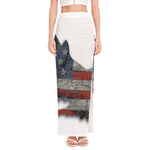 Eagle American Flag Print High Slit Maxi Skirt