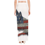 Eagle American Flag Print High Slit Maxi Skirt