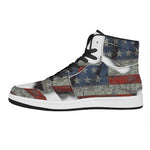 Eagle American Flag Print High Top Leather Sneakers