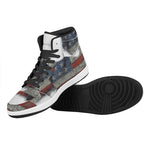 Eagle American Flag Print High Top Leather Sneakers