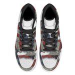 Eagle American Flag Print High Top Leather Sneakers