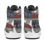 Eagle American Flag Print High Top Leather Sneakers
