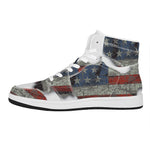 Eagle American Flag Print High Top Leather Sneakers