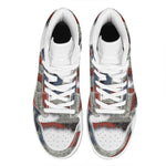 Eagle American Flag Print High Top Leather Sneakers