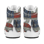 Eagle American Flag Print High Top Leather Sneakers