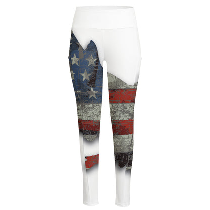Eagle American Flag Print High-Waisted Pocket Leggings